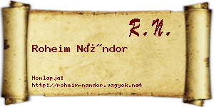 Roheim Nándor névjegykártya