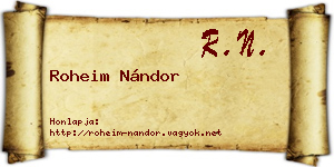 Roheim Nándor névjegykártya